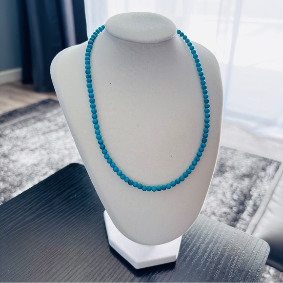 Jewelry - Turquoise Bead Choker Necklace Minimalist 16” Toggle Clasp